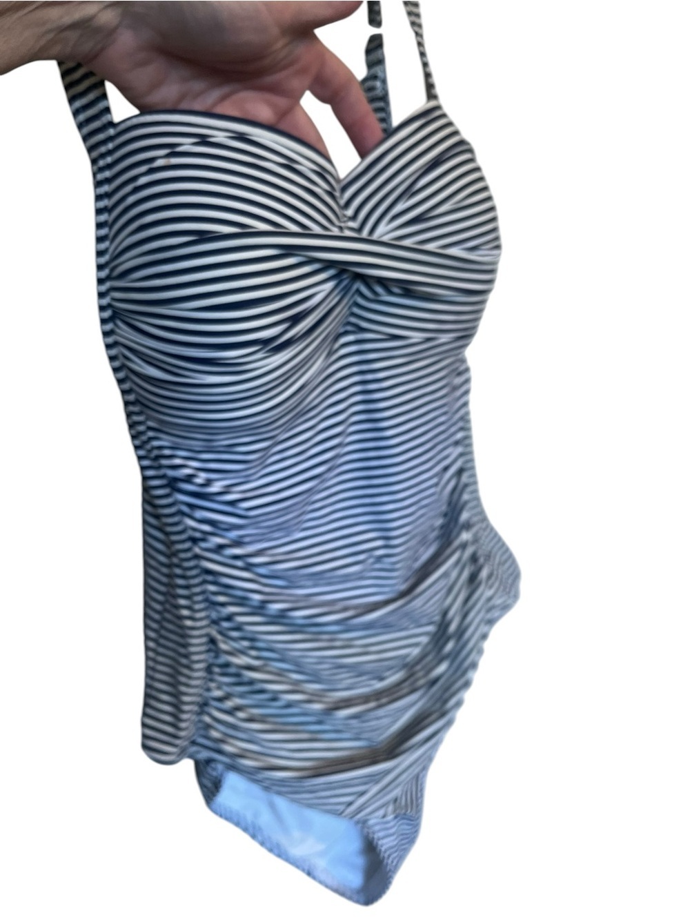 Striped One Piece Swimsuit Coastal Chic Preppy Quiet Luxury Patriotic Size 8 - Picture 2 of 6